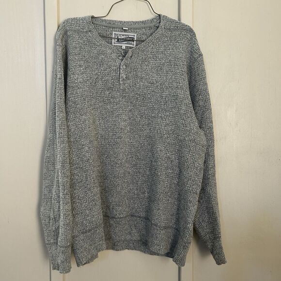 Schott Bros Mens Sweater Large Gray Wool Blend Warm Thick Outdoor Layering - Picture 1 of 10